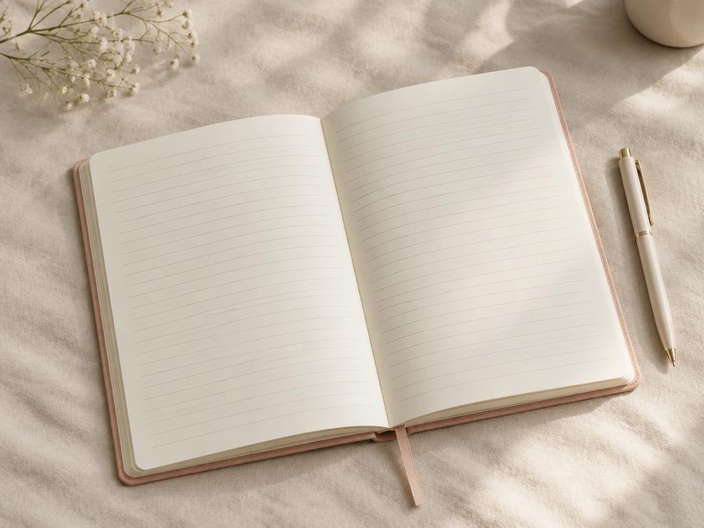 A plain, lined journal