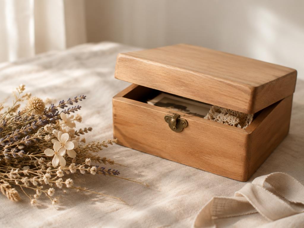 A wooden memory box